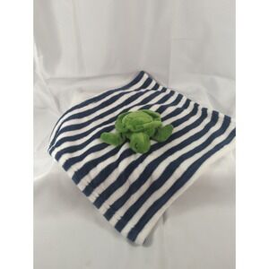 Hudson Baby HB Turtle Plush Security Blanket Lovey Navy Blue White Striped